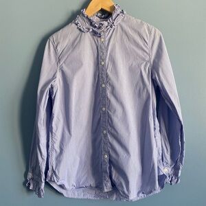 J. Crew Light Blue Ruffled Button-Up Shirt